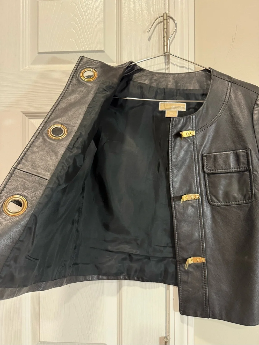 Michael Michael Kors Black Lambskin Leather Jacket XS